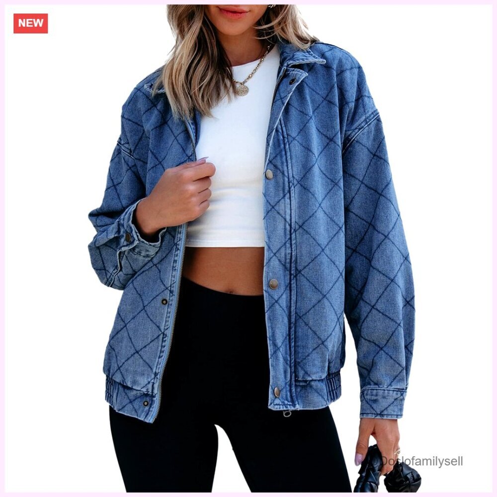 Oversized Denim Jacket, Stretch Cotton Polyester, Casual Chic Shacket